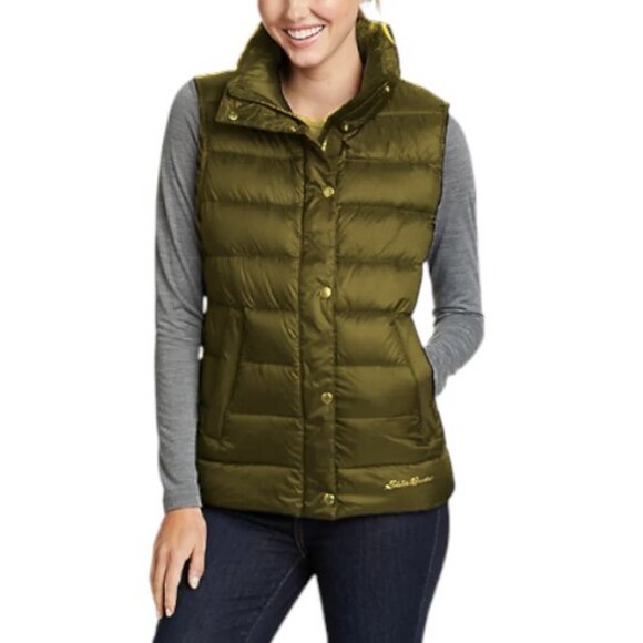 Eddie Bauer moss green "Goose Down" quilted puffer vest size S - Picture 1 of 4